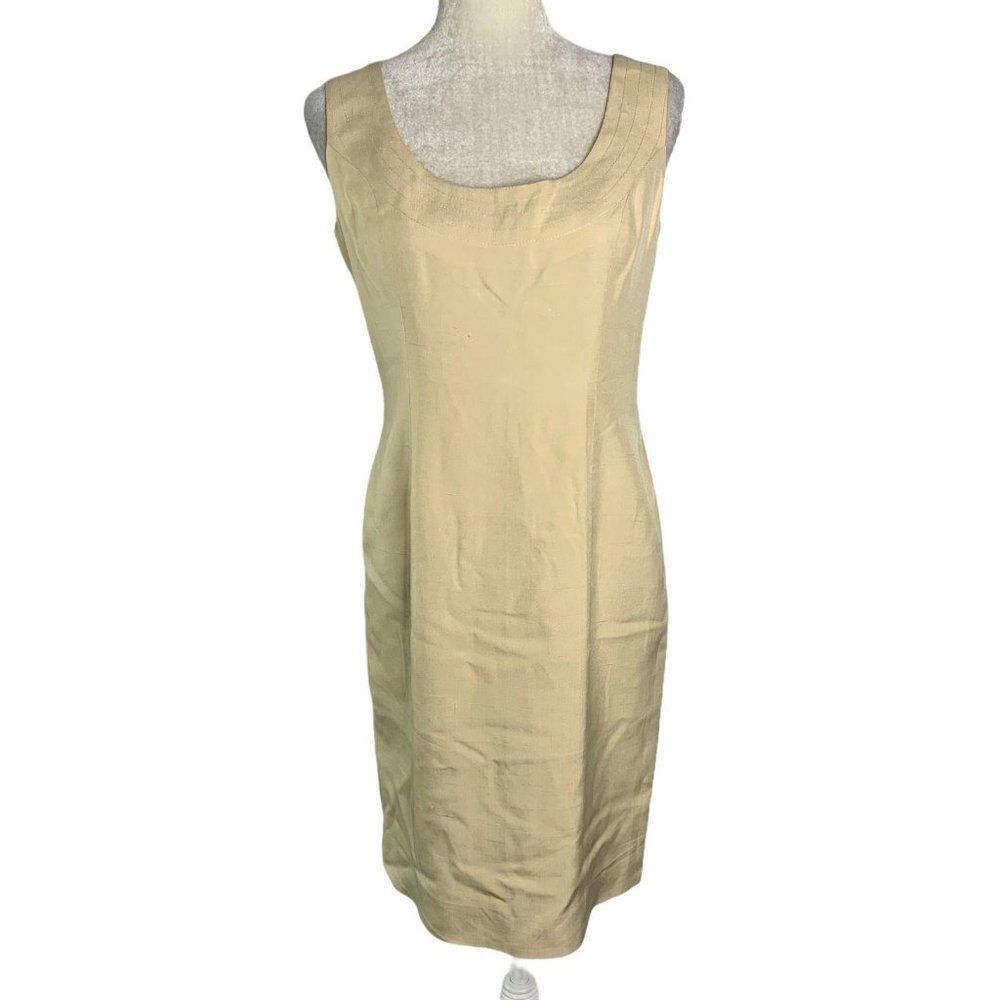 Vintage Tom and Linda Platt Sheath Dress S Beige